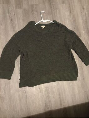 Cupio Olive Crewneck Textured Sweater